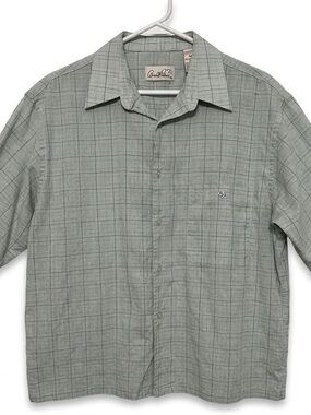y2k Sage Green Plaid Button Down Golf Shirt (Mens Medium) Arnold Palmer Golf